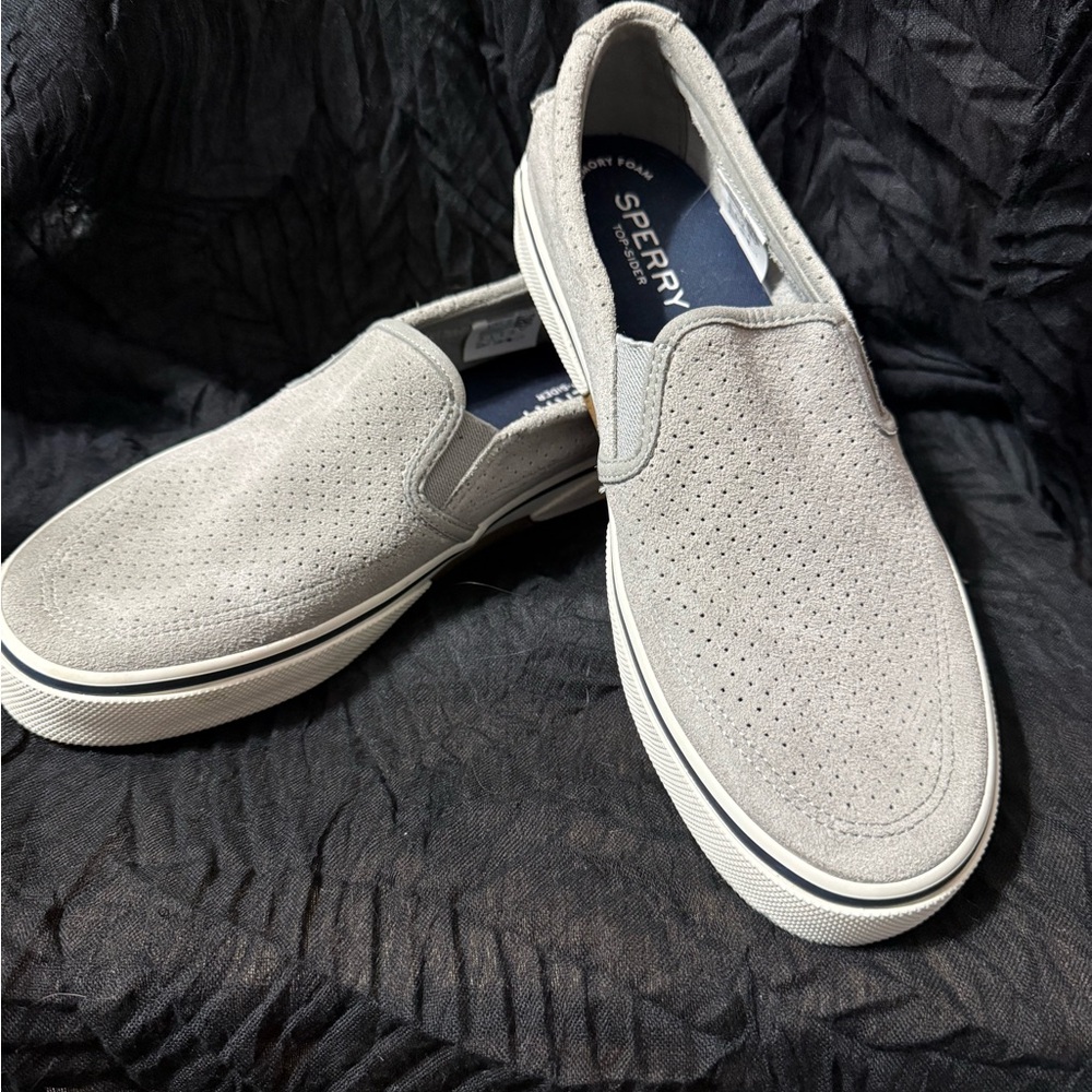 Sperry Men's Light Gray Perforated Slip-Ons
